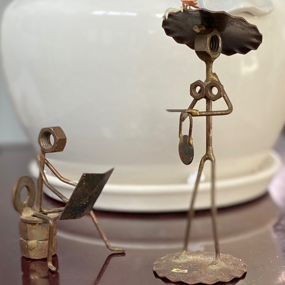 Other - Metal Figurines Lady w credit card & Man on the Potty